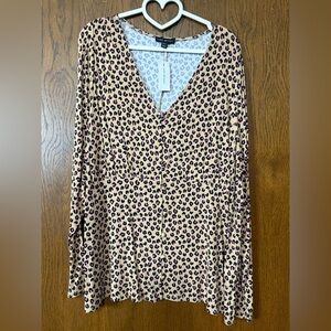 Lane Bryant Beige and Black Leopard Blouse NWT